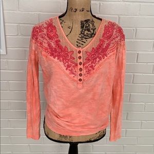 FREE PEOPLE- crochet Henley